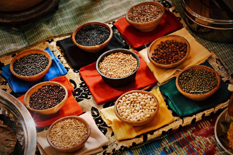 Indian dal lentils colourful
